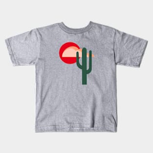 Stylized Desert Landscape with Saguaro Cactus Kids T-Shirt